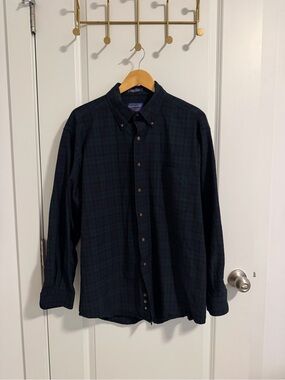 Pendleton Men’s Wool Plaid Button-Down Shirt - Navy/Green